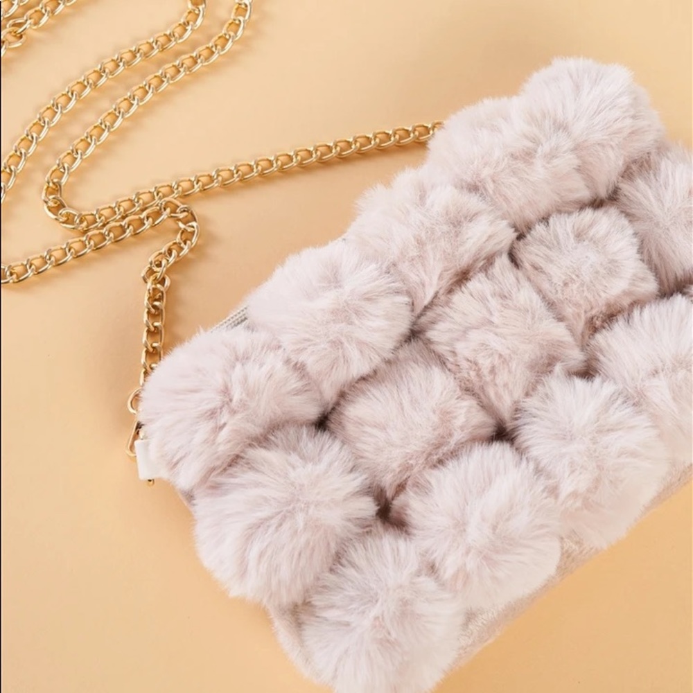 Pom Pom Faux Fur Purse